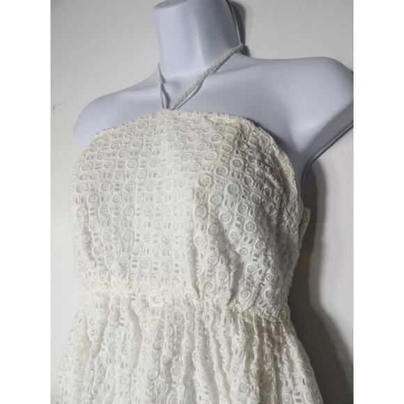 Anthropologie HD in Paris Dress 00 Mini Eyelet Halter White Cottage Core Coquett - Picture 2 of 16
